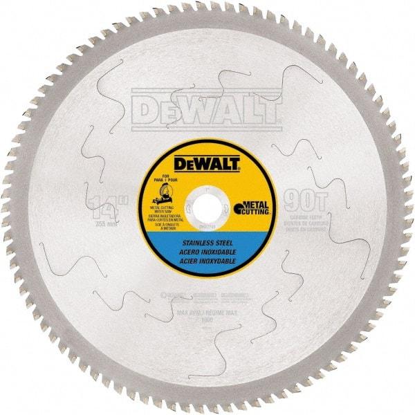 DeWALT - 14" Diam, 1" Arbor Hole Diam, 90 Tooth Wet & Dry Cut Saw Blade - Carbide-Tipped, Standard Round Arbor - Apex Tool & Supply