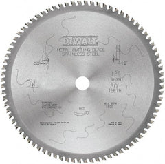 DeWALT - 12" Diam, 1" Arbor Hole Diam, 80 Tooth Wet & Dry Cut Saw Blade - Carbide-Tipped, Standard Round Arbor - Apex Tool & Supply