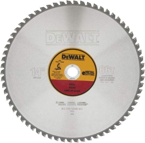 DeWALT - 14" Diam, 1" Arbor Hole Diam, 66 Tooth Wet & Dry Cut Saw Blade - Carbide-Tipped, Standard Round Arbor - Apex Tool & Supply