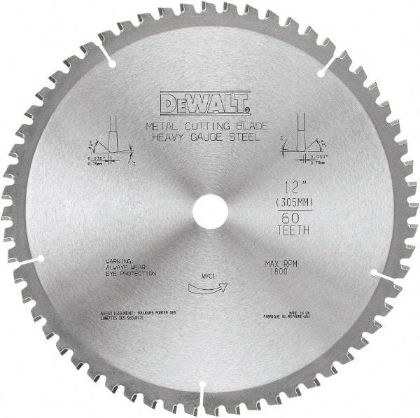 DeWALT - 12" Diam, 1" Arbor Hole Diam, 60 Tooth Wet & Dry Cut Saw Blade - Carbide-Tipped, Standard Round Arbor - Apex Tool & Supply