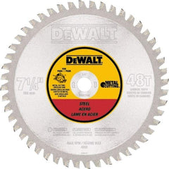 DeWALT - 7-1/4" Diam, 5/8" Arbor Hole Diam, 48 Tooth Wet & Dry Cut Saw Blade - Carbide-Tipped, Standard Round Arbor - Apex Tool & Supply