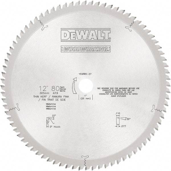 DeWALT - 6-3/4" Diam, 20mm Arbor Hole Diam, 40 Tooth Wet & Dry Cut Saw Blade - Carbide-Tipped, Standard Round Arbor - Apex Tool & Supply