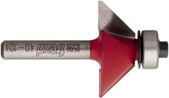 Freud - 1-11/32" Cut Diam, 1/2" Length of Cut, 2 Flute Chamfer Edge Profile Router Bit - Carbide-Tipped, 1/4" Shank Diam, 2-3/16" OAL, Proprietary Coating - Apex Tool & Supply