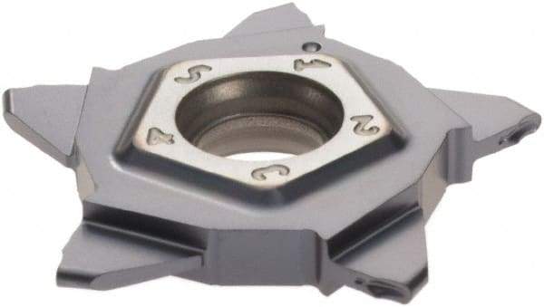 Iscar - PENTA24N100 J IC908 Grade, 0.0394" Cutting Width, Carbide Cutoff Insert - Neutral Lead Angle, 0.0197" Cnr Rad, TiN/TiAlN Coated - Apex Tool & Supply