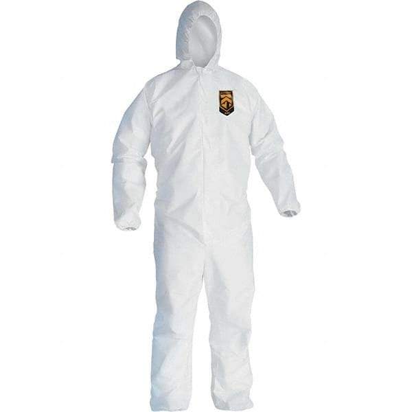 KleenGuard - Size 2XL Film Laminate General Purpose Coveralls - White, Zipper Closure, Elastic Cuffs, Elastic Ankles, Serged Seams - Apex Tool & Supply