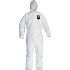 KleenGuard - Size S Film Laminate General Purpose Coveralls - White, Zipper Closure, Elastic Cuffs, Elastic Ankles, Serged Seams - Apex Tool & Supply