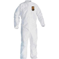KleenGuard - Size 4XL Film Laminate General Purpose Coveralls - White, Zipper Closure, Elastic Cuffs, Elastic Ankles, Serged Seams - Apex Tool & Supply