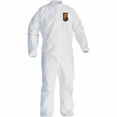 KleenGuard - Size XL Film Laminate General Purpose Coveralls - White, Zipper Closure, Elastic Cuffs, Elastic Ankles, Serged Seams - Apex Tool & Supply