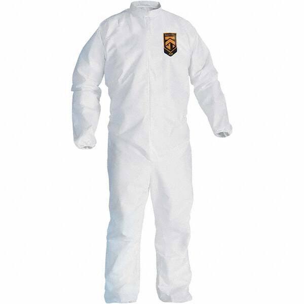 KleenGuard - Size M Film Laminate General Purpose Coveralls - White, Zipper Closure, Elastic Cuffs, Elastic Ankles, Serged Seams - Apex Tool & Supply