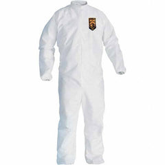 KleenGuard - Size M Film Laminate General Purpose Coveralls - White, Zipper Closure, Elastic Cuffs, Elastic Ankles, Serged Seams - Apex Tool & Supply
