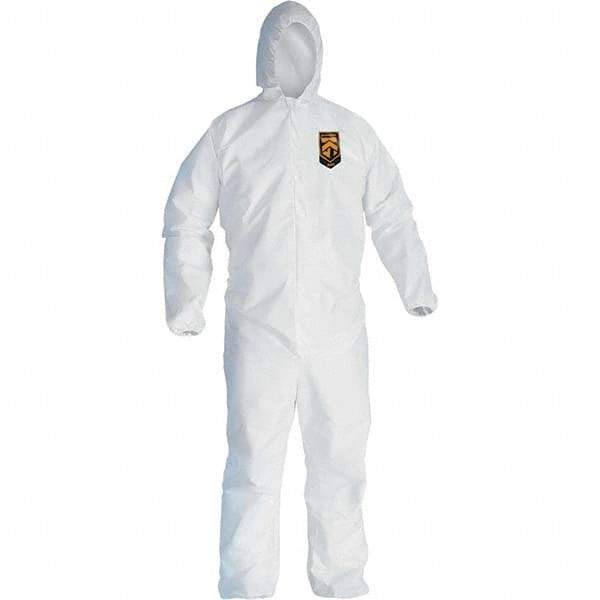 KleenGuard - Size 3XL Film Laminate General Purpose Coveralls - White, Zipper Closure, Elastic Cuffs, Elastic Ankles, Serged Seams - Apex Tool & Supply