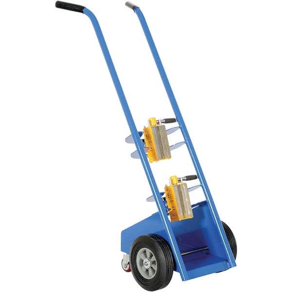 Vestil - 350 Lb Capacity 50" OAH Hand Truck - Dual Handle, Metal, Rubber Wheels - Apex Tool & Supply