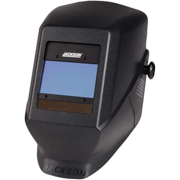 Jackson Safety - 2.36" Window Width x 3.93" Window Height, 9 to 13 Shade Auto-Darkening Lens, Fixed Front Welding Helmet - Black Thermoplastic Green Lens - Apex Tool & Supply