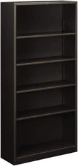 Hon - 5 Shelf, 71" High x 34-1/2" Wide Bookcase - 12-5/8" Deep, Steel, Charcoal - Apex Tool & Supply