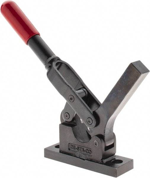 De-Sta-Co - 600 Lb Holding Capacity, Horizontal Handle, Manual Hold Down Toggle Clamp - 69° Handle Movement, 90° Bar Opening, Solid Bar, Flanged Base, Oxide Finish, Forged Alloy Steel - Apex Tool & Supply