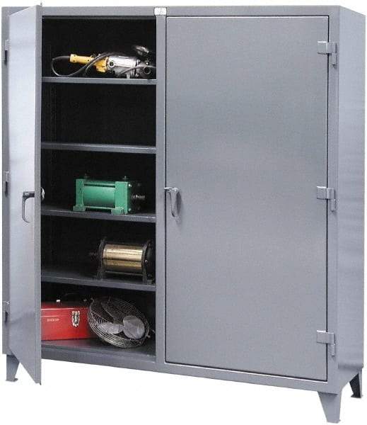 Strong Hold - 6 Shelf Locking Storage Cabinet - Steel, 60" Wide x 24" Deep x 66" High, Dark Gray - Apex Tool & Supply