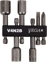 VEGA Industries - 6 Piece, Phillips, Slotted, Magnetic Nutsetters Handle, Screwdriver Bit Set - 1/4" Hex Drive - Apex Tool & Supply