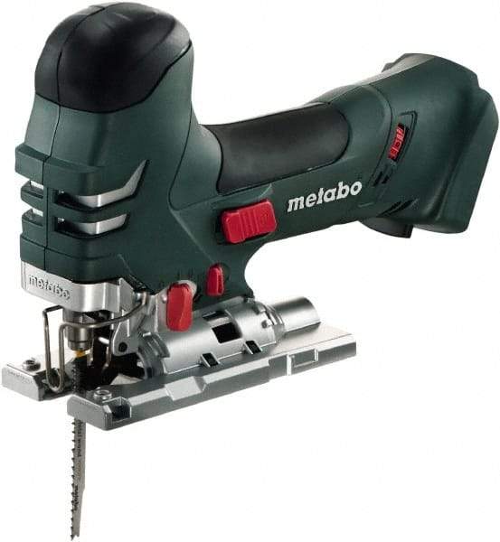 Metabo - 18 Volt, 3,000 SPM, 5-1/4" Stroke Length, Lithium-Ion Cordless Jigsaw - 45° Cutting Angle, Series M18 - Apex Tool & Supply