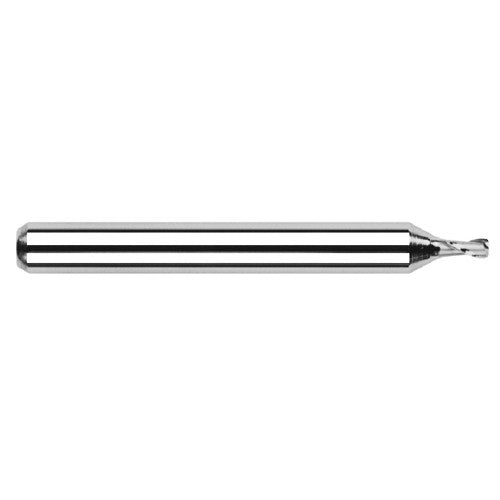Miniature End Mills - Stub & Standard - 0.0620″ (1/16″) Cutter Diameter × 0.0150″ (1/64″) Radius × 0.1860″ Length of Cut Carbide Corner Radius End Mill, 2 Flutes - Exact Industrial Supply