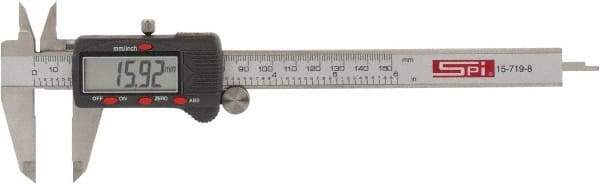 SPI - 0 to 150mm Range, 0.01mm Resolution, Electronic Caliper - Stainless Steel with 40mm Stainless Steel Jaws, 0.001" Accuracy - Apex Tool & Supply