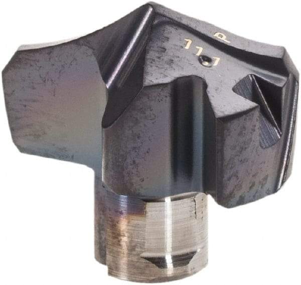 Iscar - Series HCP-IQ, 11.1mm Diam Grade IC908 Replaceable Drill Tip - Carbide, TiAlN/TiN Finish, 11 Seat Size - Apex Tool & Supply