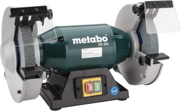 Metabo - 8" Wheel Diam x 1" Wheel Width, 1-1/4 hp Bench Grinder - 1-1/4" Arbor Hole Diam, 1 Phase, 3,570 Max RPM, 120 Volts - Apex Tool & Supply