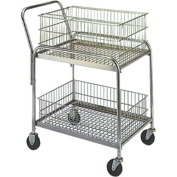 Wesco Industrial Products - 200 Lb Capacity, 20" Wide x 33" Long x 37-1/2" High Mail Cart - 2 Shelf, Steel, Hard Rubber Casters - Apex Tool & Supply