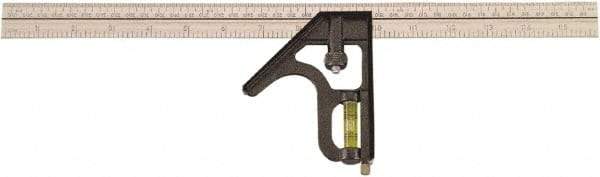 Johnson Level & Tool - 1 Piece, 16" Combination Square Set - 1/8 & 1/16" (Inch/Metric) Graduation, Stainless Steel Blade, Cast Zinc Head - Apex Tool & Supply