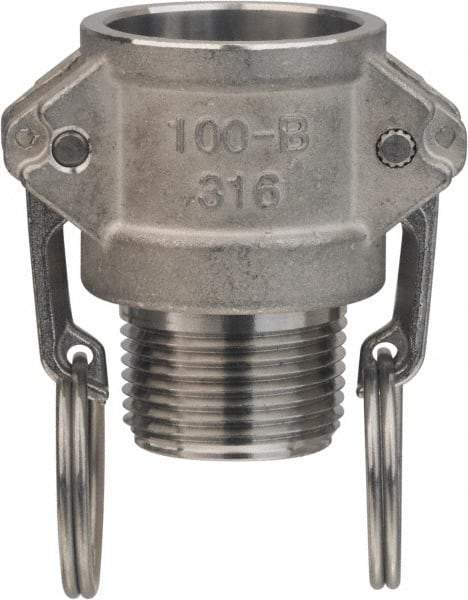 Value Collection - 3" Stainless Steel Cam & Groove Suction & Discharge Hose Female Coupler Male NPT Thread - Part B, 3" Thread, 500 Max psi - Apex Tool & Supply