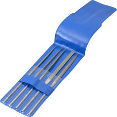PFERD - 5 Piece Diamond Pattern File Set - 5-1/2" Long, Medium Coarseness, Set Includes Half Round, Hand, Round, Square, Three Square - Apex Tool & Supply