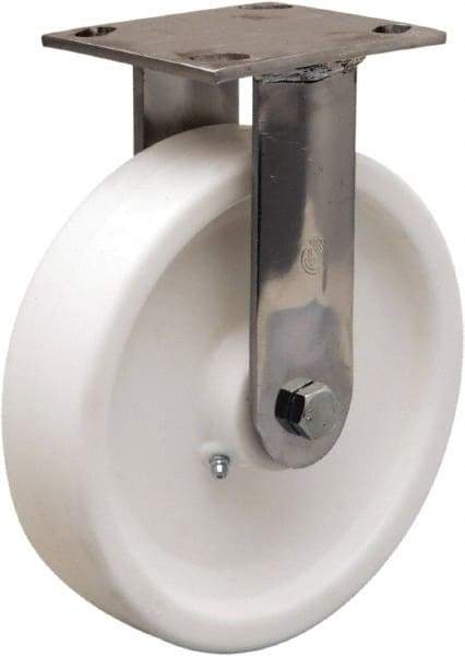 Hamilton - 8" Diam x 2" Wide x 9-1/2" OAH Top Plate Mount Rigid Caster - Polyolefin, 800 Lb Capacity, Delrin Bearing, 4 x 4-1/2" Plate - Apex Tool & Supply