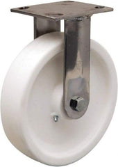 Hamilton - 8" Diam x 2" Wide x 9-1/2" OAH Top Plate Mount Rigid Caster - Polyolefin, 800 Lb Capacity, Delrin Bearing, 4 x 4-1/2" Plate - Apex Tool & Supply