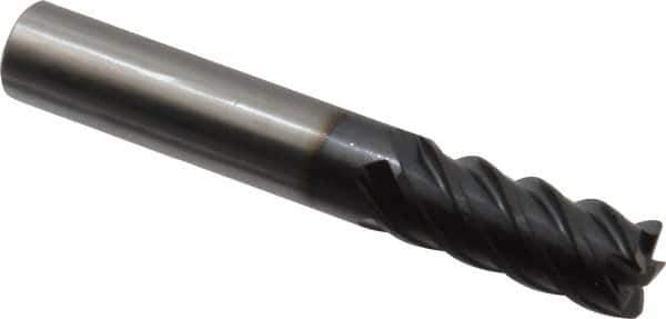 OSG - 3/8", 7/8" LOC, 3/8" Shank Diam, 2-1/2" OAL, 5 Flute, Solid Carbide Square End Mill - Single End, TiAlN Finish, Spiral Flute, 45° Helix, Centercutting, Right Hand Cut, Right Hand Flute, Series 455C - Apex Tool & Supply