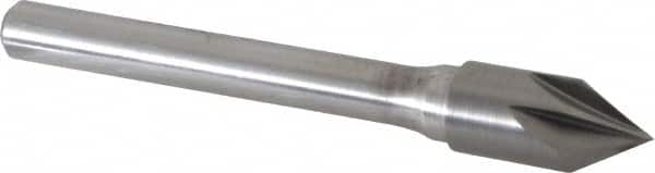 Keo - 3/8" Head Diam, 1/4" Shank Diam, 6 Flute 60° Solid Carbide Countersink - Apex Tool & Supply