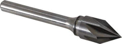 Keo - 1/2" Head Diam, 1/4" Shank Diam, 6 Flute 60° Solid Carbide Countersink - Bright Finish, 2-5/8" OAL, Single End - Apex Tool & Supply