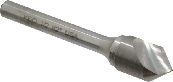 Keo - 1/2" Head Diam, 1/4" Shank Diam, 1 Flute 82° Solid Carbide Countersink - Apex Tool & Supply