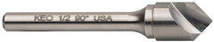 Keo - 1/2" Head Diam, 1/4" Shank Diam, 1 Flute 90° Solid Carbide Countersink - Bright Finish, 2-5/8" OAL, Single End - Apex Tool & Supply