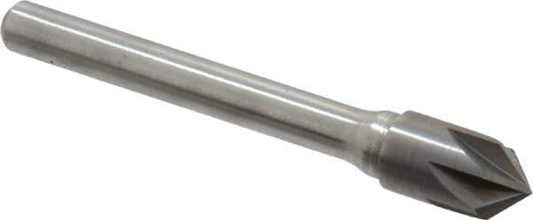 Keo - 3/8" Head Diam, 1/4" Shank Diam, 6 Flute 90° Solid Carbide Countersink - Bright Finish, 2-5/8" OAL, Single End - Apex Tool & Supply