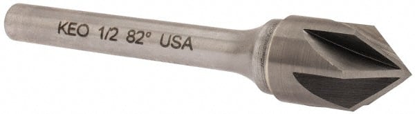 Keo - 1/2" Head Diam, 1/4" Shank Diam, 6 Flute 82° Solid Carbide Countersink - Apex Tool & Supply