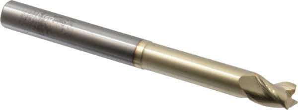 Accupro - 3/8", 3 Flute, Single End, Solid Carbide, 0.015" Corner Radius End Mill - 4" OAL, 37° Helix, Right Hand Flute, 1/2" LOC, Right Hand Cut, 2-3/8" Extended Reach - Apex Tool & Supply