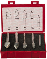 Keo - 5 Piece, 1/4 to 3/4" Head Diam, 100° Included Angle, Single End Countersink Set - Apex Tool & Supply