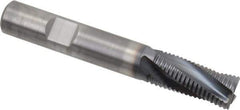 Kennametal - 12mm Diam, Fine Pitch, 25.6mm LOC, 4 Flute Solid Carbide Corner Chamfer Roughing End Mill - AlTiN Finish, 73mm OAL, 12mm Shank Diam, Centercutting, 20° Helix - Apex Tool & Supply