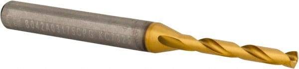 Kennametal - 1/8" 140° Solid Carbide Jobber Drill - Multilayer TiAlN Finish, Right Hand Cut, Spiral Flute, Whistle Notch Shank - Apex Tool & Supply