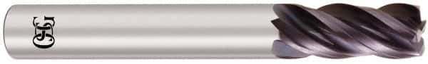OSG - 1", 4 Flute, Single End, Solid Carbide, 0.09" Corner Radius End Mill - 4" OAL, Right Hand Flute, 1-1/2" LOC, Right Hand Cut - Apex Tool & Supply