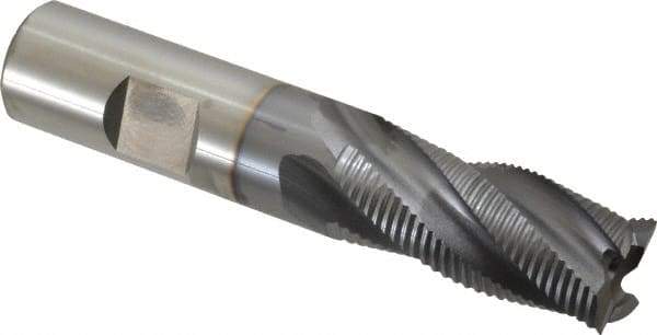 OSG - 3/4" Diam, Fine Pitch, 1-5/8" LOC, 4 Flute Cobalt Corner Chamfer Roughing End Mill - TiCN Finish, 3-7/8" OAL, 3/4" Shank Diam, Single End, Centercutting, 30° Helix - Apex Tool & Supply
