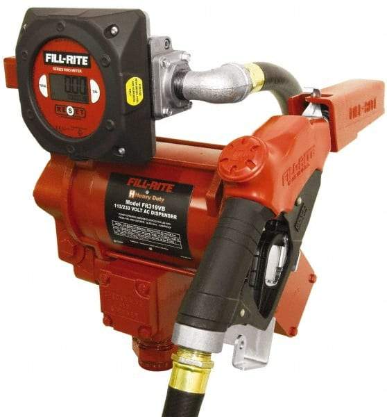 Tuthill - 35 GPM, 1" Hose Diam, AC High Flow Tank Pump with Automatic Nozzle & 900D Meter - 1-1/4" Inlet, 1" Outlet, 115/230 Volts, 18' Hose Length, 3/4 hp - Apex Tool & Supply