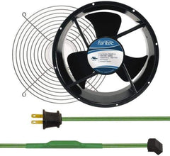 Made in USA - 115 Volts, AC, 600 CFM, Round Tube Axial Fan Kit - 0.22/0.24 Amp Rating, Includes Fan, Fan Guard, 254mm High x 254mm Wide x 89mm Deep, Thermostatically Controlled Fan Cord - Apex Tool & Supply