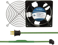 Made in USA - 115 Volts, AC, 80 CFM, Square Tube Axial Fan Kit - 0.18 Amp Rating, 120mm High x 120mm Wide x 38.5mm Deep, Includes Fan, Fan Guard, Thermostatically Controlled Fan Cord - Apex Tool & Supply