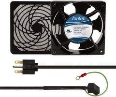 Made in USA - 230 Volts, AC, 80 CFM, Square Tube Axial Fan Kit - 0.07/0.06 Amp Rating, 120mm High x 120mm Wide x 38.5mm Deep, Includes Fan, Fan Guard, Fan Cord - Apex Tool & Supply