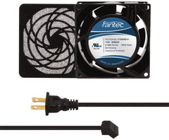 Made in USA - 115 Volts, AC, 31 CFM, Square Tube Axial Fan Kit - 0.18 Amp Rating, 3.15" High x 3" Wide x 38.5mm Deep, Includes Fan, Fan Filter, Fan Cord - Apex Tool & Supply